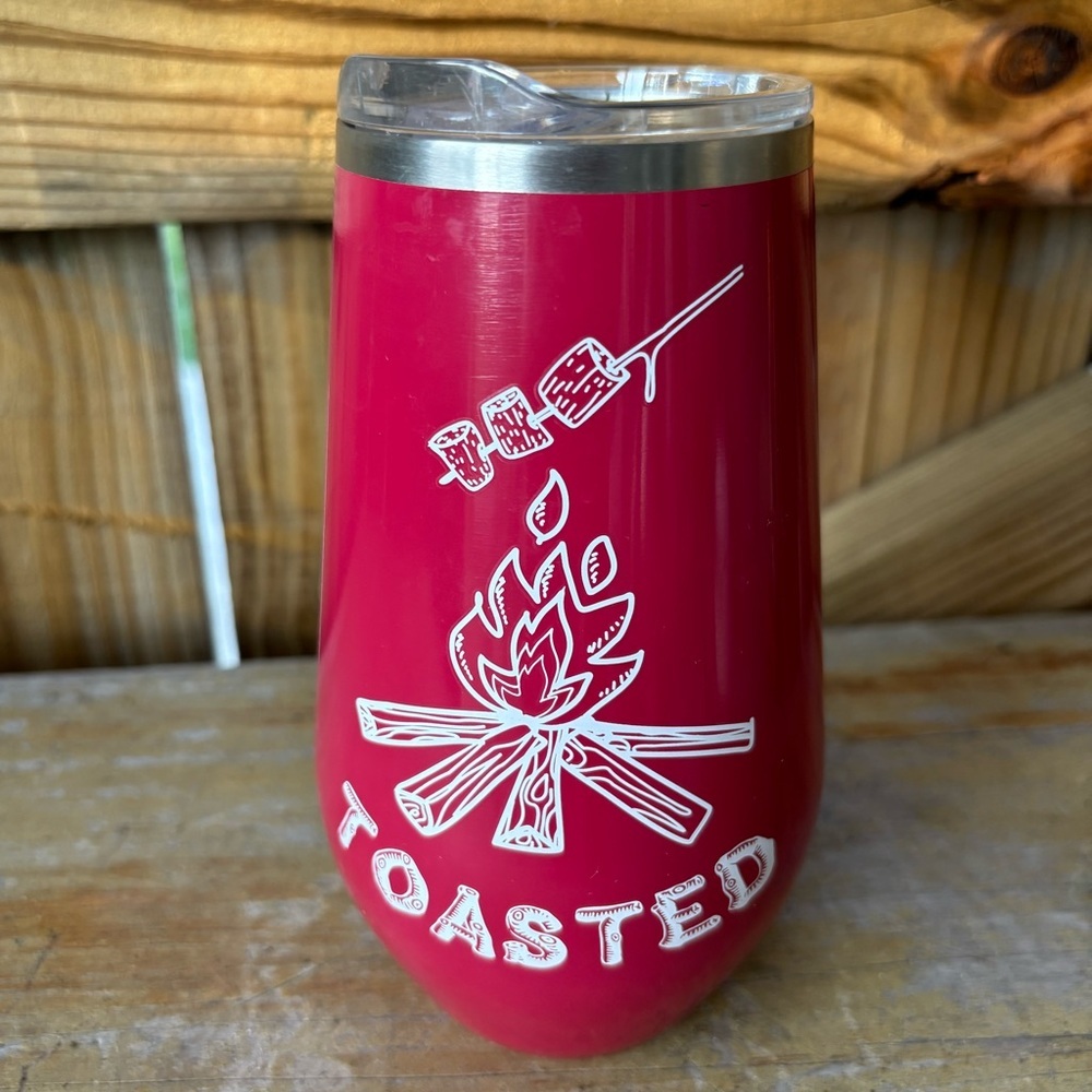 Toasted Marshmallows Red Stainless Stemless Wine Tumbler Coffee Travel Mug & Lid